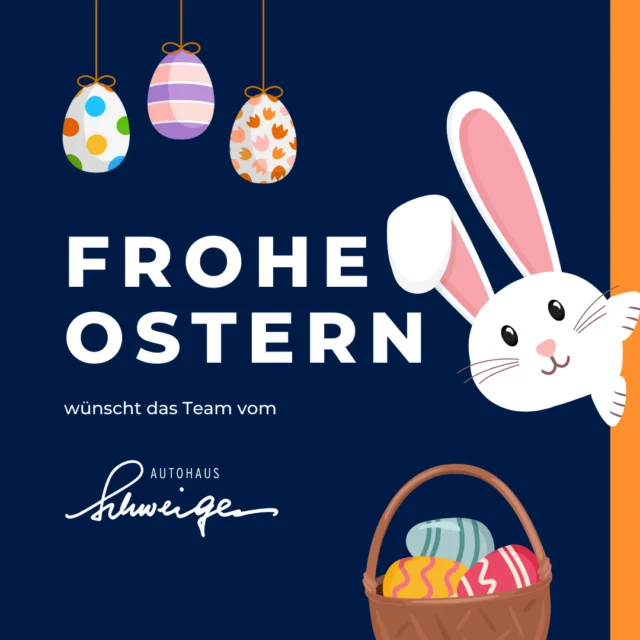 🐣 Frohe Ostern wünscht euch das Team vom Autohaus Schweiger! 🐰⁠
⁠
Genießt die Feiertage, das Frühlingswetter und die Zeit mit euren Liebsten.⁠
Bleibt gesund – und immer sicher unterwegs! 🚗💨⁠
⁠
⁠
#FroheOstern #AutohausSchweiger #Feiertage #Ostergrüße #SichereFahrt