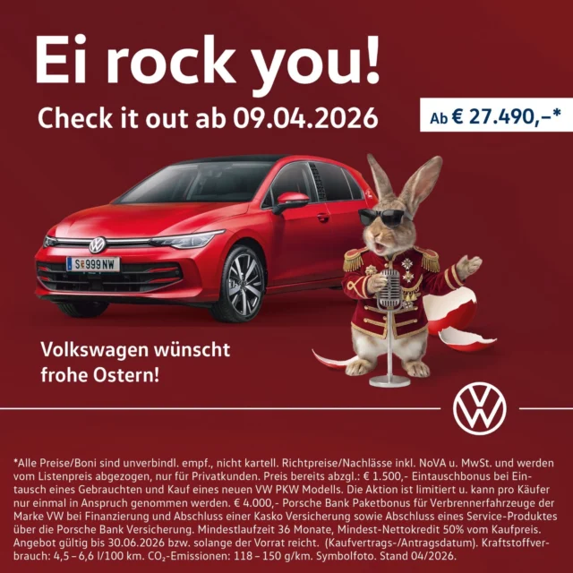 Der Osterhase bringt allen VW-Fans heuer etwas Besonderes: Seid gespannt, was ab 9. April 2026 auf euch wartet! Die Jacke vom Hasen gibt euch schon mal einen Hinweis. Schreibt euren Tipp gerne in die Kommentare 🤭. ⁠
⁠
#autohausschweiger #autohausreutte #vw #vwgolf #ostern